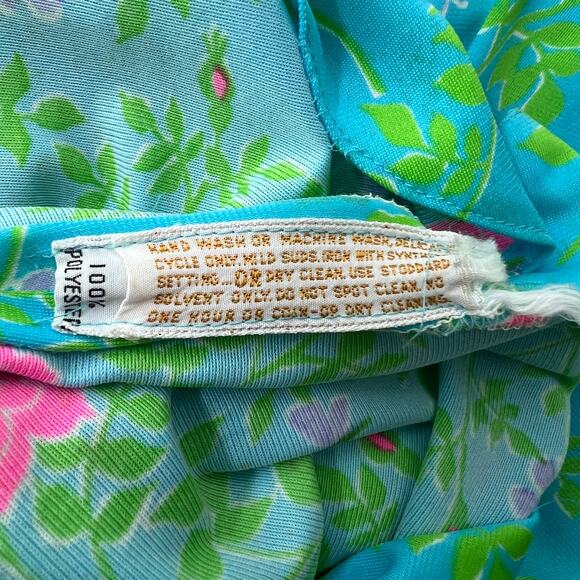 VTG Vanda Key West VIBRANT Blue Green Floral Pink One Shoulder Maxi Dress Size 6 - Picture 15 of 16